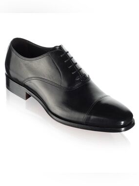 To Boot New York Aidan Black Calf Cap Toe Oxford Shoe, Made in Italy